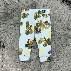 Apple Park + LALA CURIO Blue Organic Baby Leggings W/Cactus Pattern 12-18m